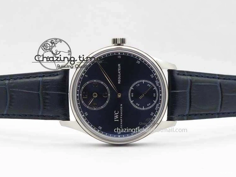 MIROTIME 1227 ZeroBulk Portuguese IW5444 SS Blue Dial On Blue Leather Strap A 7255